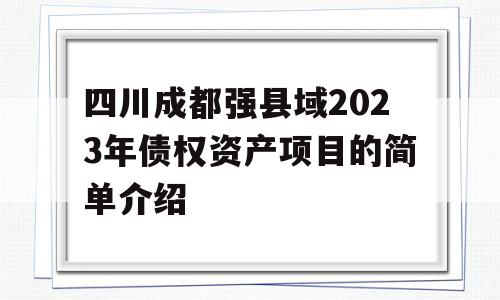 四川成都强县域2023年债权资产项目的简单介绍