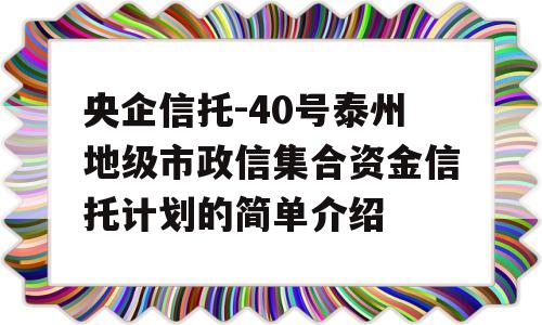 央企信托-40号泰州地级市政信集合资金信托计划的简单介绍