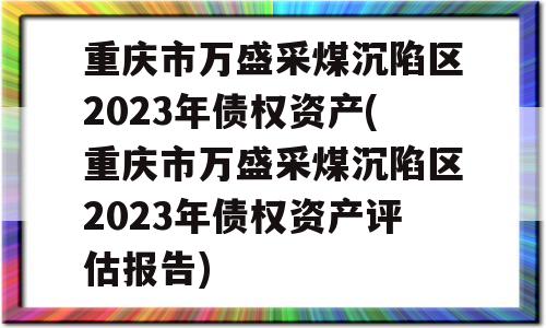 重庆市万盛采煤沉陷区2023年债权资产(重庆市万盛采煤沉陷区2023年债权资产评估报告)