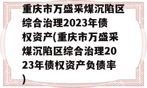 重庆市万盛采煤沉陷区综合治理2023年债权资产(重庆市万盛采煤沉陷区综合治理2023年债权资产负债率)