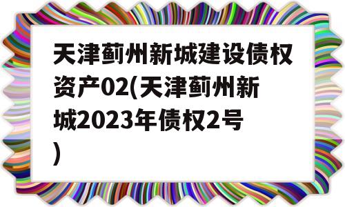 天津蓟州新城建设债权资产02(天津蓟州新城2023年债权2号)