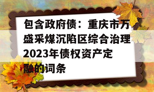 包含政府债：重庆市万盛采煤沉陷区综合治理2023年债权资产定融的词条