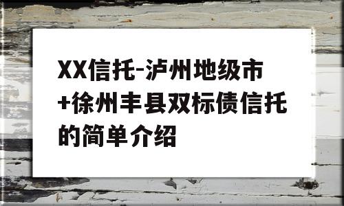 XX信托-泸州地级市+徐州丰县双标债信托的简单介绍