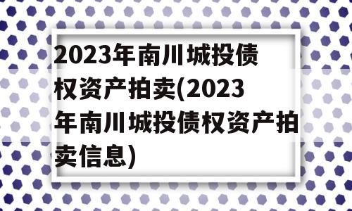 2023年南川城投债权资产拍卖(2023年南川城投债权资产拍卖信息)