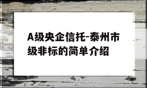 A级央企信托-泰州市级非标的简单介绍