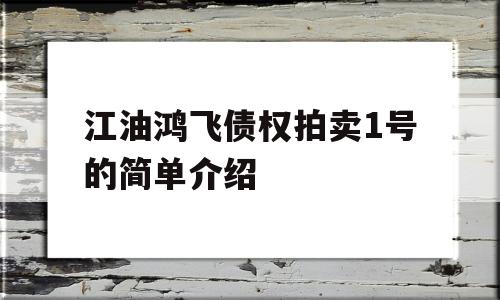 江油鸿飞债权拍卖1号的简单介绍