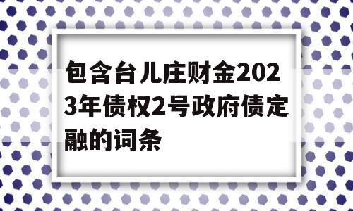 包含台儿庄财金2023年债权2号政府债定融的词条