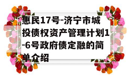 惠民17号-济宁市城投债权资产管理计划1-6号政府债定融的简单介绍