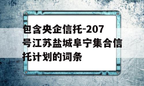 包含央企信托-207号江苏盐城阜宁集合信托计划的词条