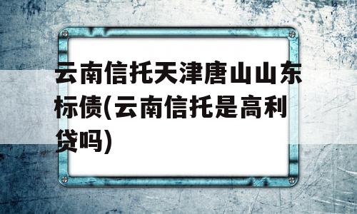 云南信托天津唐山山东标债(云南信托是高利贷吗)