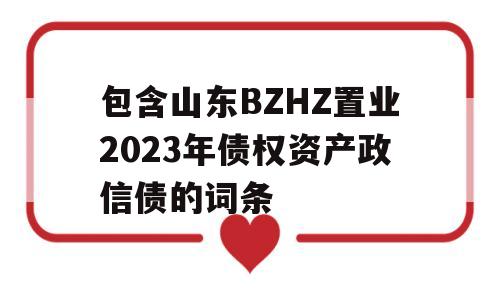 包含山东BZHZ置业2023年债权资产政信债的词条