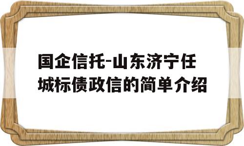 国企信托-山东济宁任城标债政信的简单介绍