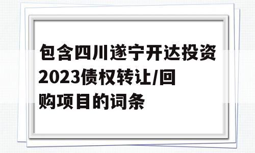 包含四川遂宁开达投资2023债权转让/回购项目的词条