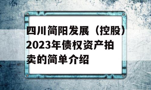 四川简阳发展（控股）2023年债权资产拍卖的简单介绍