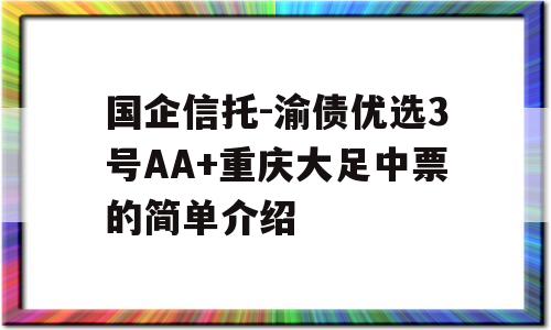 国企信托-渝债优选3号AA+重庆大足中票的简单介绍