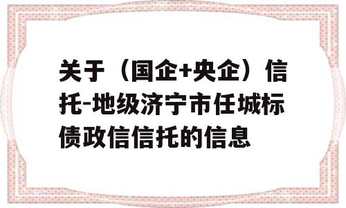 关于（国企+央企）信托-地级济宁市任城标债政信信托的信息