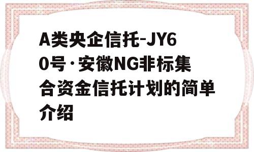 A类央企信托-JY60号·安徽NG非标集合资金信托计划的简单介绍