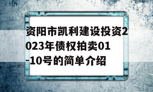 资阳市凯利建设投资2023年债权拍卖01-10号的简单介绍