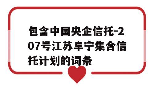 包含中国央企信托-207号江苏阜宁集合信托计划的词条