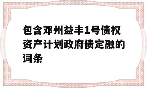 包含邓州益丰1号债权资产计划政府债定融的词条