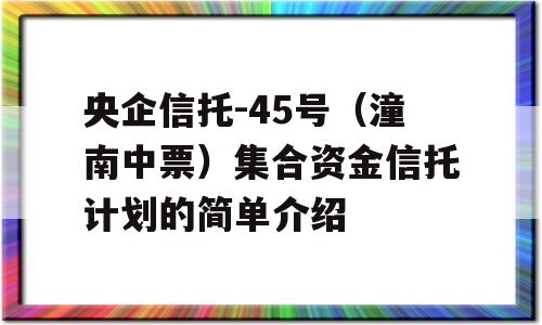 央企信托-45号（潼南中票）集合资金信托计划的简单介绍