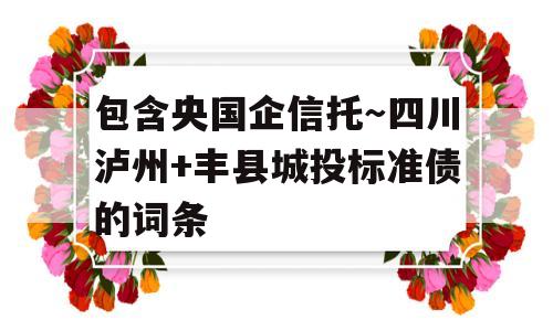 包含央国企信托～四川泸州+丰县城投标准债的词条