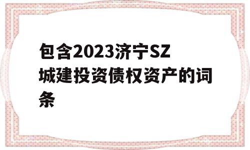 包含2023济宁SZ城建投资债权资产的词条