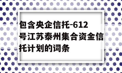 包含央企信托-612号江苏泰州集合资金信托计划的词条