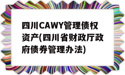 四川CAWY管理债权资产(四川省财政厅政府债券管理办法)