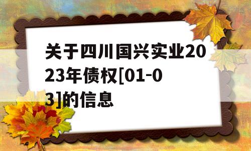 关于四川国兴实业2023年债权[01-03]的信息