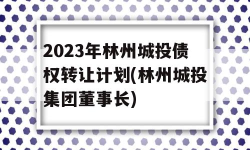 2023年林州城投债权转让计划(林州城投集团董事长)