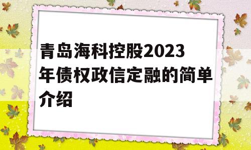 青岛海科控股2023年债权政信定融的简单介绍