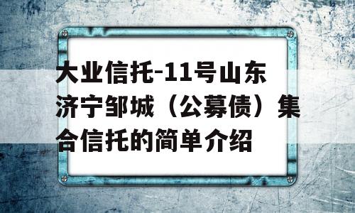 大业信托-11号山东济宁邹城（公募债）集合信托的简单介绍