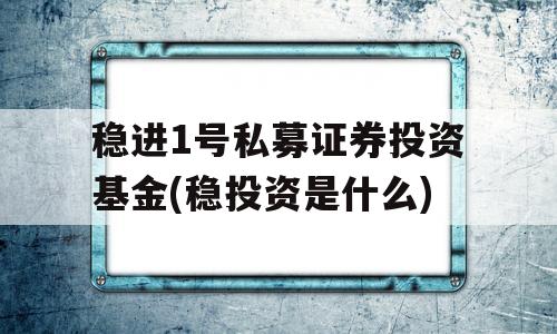 稳进1号私募证券投资基金(稳投资是什么)