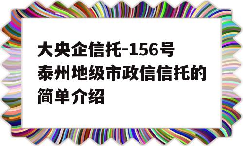 大央企信托-156号泰州地级市政信信托的简单介绍