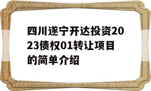 四川遂宁开达投资2023债权01转让项目的简单介绍