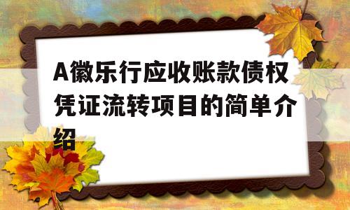 A徽乐行应收账款债权凭证流转项目的简单介绍