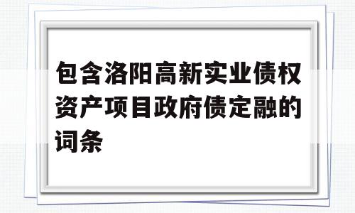 包含洛阳高新实业债权资产项目政府债定融的词条