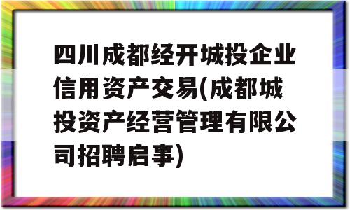 四川成都经开城投企业信用资产交易(成都城投资产经营管理有限公司招聘启事)