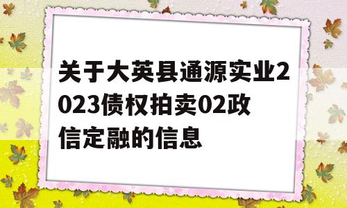 关于大英县通源实业2023债权拍卖02政信定融的信息