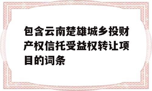 包含云南楚雄城乡投财产权信托受益权转让项目的词条