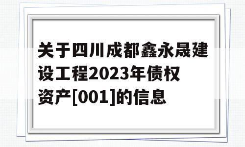 关于四川成都鑫永晟建设工程2023年债权资产[001]的信息