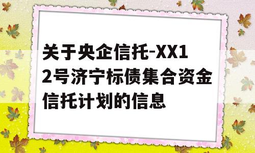 关于央企信托-XX12号济宁标债集合资金信托计划的信息