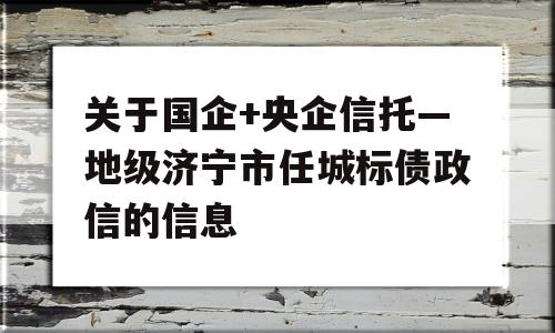 关于国企+央企信托—地级济宁市任城标债政信的信息