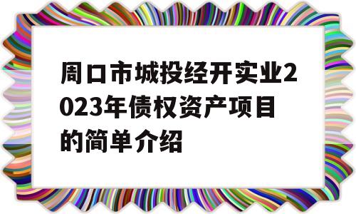 周口市城投经开实业2023年债权资产项目的简单介绍