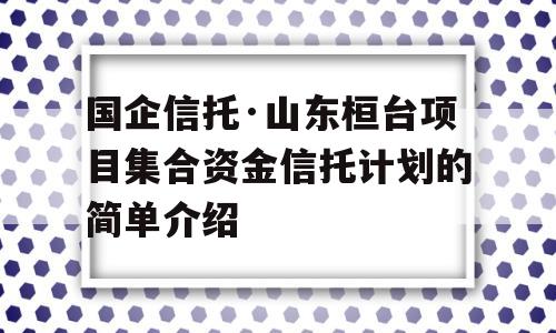 国企信托·山东桓台项目集合资金信托计划的简单介绍