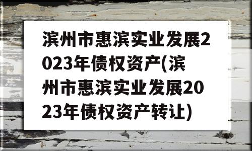 滨州市惠滨实业发展2023年债权资产(滨州市惠滨实业发展2023年债权资产转让)