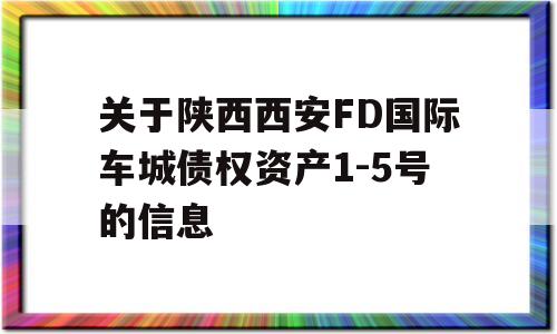 关于陕西西安FD国际车城债权资产1-5号的信息