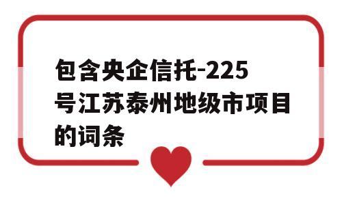 包含央企信托-225号江苏泰州地级市项目的词条