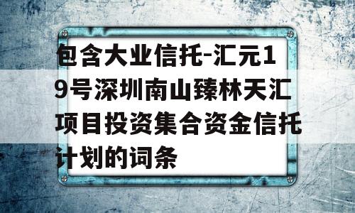 包含大业信托-汇元19号深圳南山臻林天汇项目投资集合资金信托计划的词条